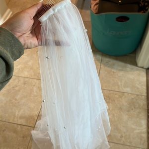 Beautiful pearl wedding veil